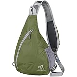 WATERFLY Sling Chest Backpacks Bags Crossbody Shoulder Triangle Packs Daypacks for Cycling Walking Dog Hiking Boys Girls Men Women, Olive