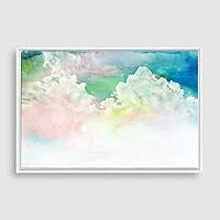 Framed Canvas Wall Art Watercolor Cloud Canvas Prints Home Artwork Decoration for Living Room,Bedroom - 16x24 inches