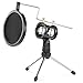 Neewer Foldable Desktop Microphone Tripod Stand with Shock Mount Mic Holder and Double-Net Pop Filter for Podcasts, Internet Chat, Meetings, Lectures, and More