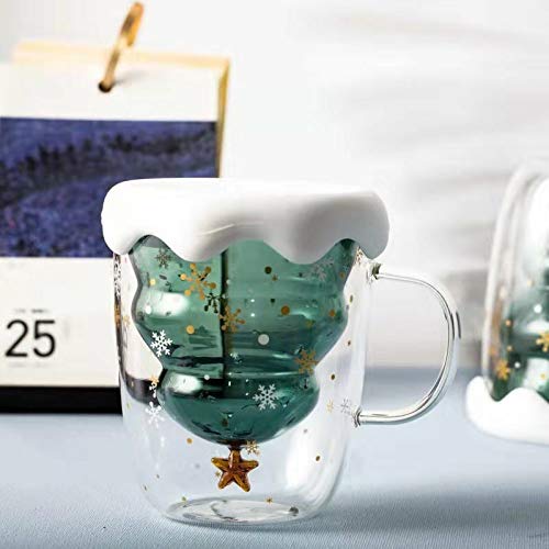 Primst Glas Doppelwandig,Weihnachtsbaum Kaffeetasse,Teegläser mit Henkel (A) – Bild 6