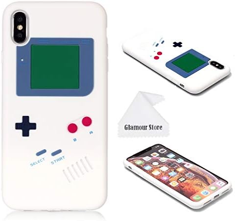 iPhone Xs Max Case,Retro 3D Game Boy Gameboy Design Style Soft Silicone Cover Case for Apple iPhone Xs Max 6.5 inch+ Free Cleaning Cloth As a Gift (White)