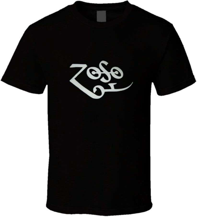 FENGXINZI Zoso Jimmy Symbol Zeppelin Rock & Roll Retro Music T-Shirt Graphic Top Printed Tee Shirt for Mens Black M