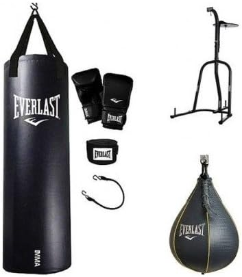 Everrlast Dual Station Heavy Bag Stand, 70-lb MMA Heavy Bag Kit and Speedbag