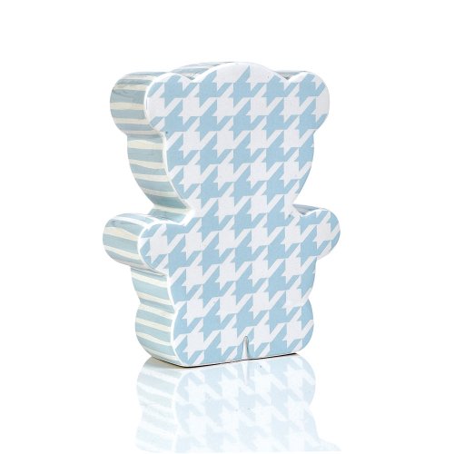 Elegant Baby Nest Collection Bear Shaped Bank in Blue Ceramic Bear