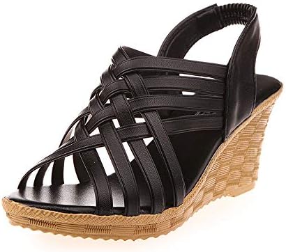 Women's Open Toe Sandals Summer High Platforms Cut Outs Pattern Checkered Belt Gladiator Sandal Shoes