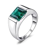 Jewelrypalace Men's Square 2.2ct Simulated Russian Nano Green Emerald Engagement Ring 925 Sterling Sliver Size 9