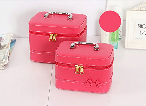 HOYOFO Makeup Case for Women Cosmetic Storage Box Makeup Train Case (2 Bags/set) (Red)