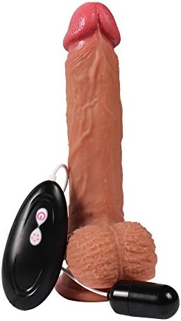 Silicone Male Tool 8.6 inch with Hands-Free Suction Cup with 10 Powerful Vibrations for Beginner Peter Massage, Brown