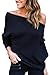 Mulisky Womens Sexy Off Shoulder Batwing Long Sleeve Ribbed Sweater Pullover Top