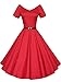 iLover Women 1950s V-Neck Vintage Rockabilly Swing Cocktail Evening Stretchy Casual Work Businees Dress with Pockets