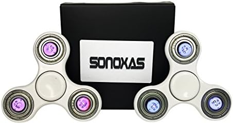 LED Fidget Spinner NEW White With Blue/Purple Lights Toy EDC Quality Tested Si3N4 Ceramic Bearings LONG Spins Durable ADD Autism Anxiety NON-3D Printed