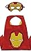 Honey Badger Brands Dress Up Comics Cartoon Superhero Costume with Satin Cape and Matching Felt Mask, Iron Man