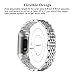 ImmSss Metal Replacement Bands Compatible for Fitbit Charge 3 and Charge 3 SE Fitness Activity Tracker, Stainless Steel Jewelry Bracelet Strap for Women Men (Silver)