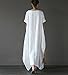 Yesno JD1 Women Long Dress Arab Kaftan 100% Linen Casual Loose Fit Baggy Skirt /Pocket,White,X-Large