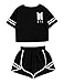 YJQ Women's Kpop BTS Crop Top and Shorts Set Bangtan Boys Tee Shirt and Shorts JIN SUGA Jimin V RM JHOPE (Black/BTS-LY, S)
