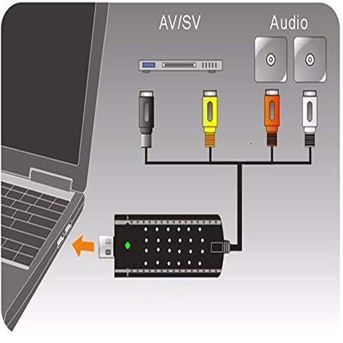 USB 2.0 Video Capture Card Converter Audio Video Grabber Adapter TV Tuner for Computer Win XP 7 8 10 NTSC PAL (White)