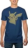 Pokemon Pikachu Pika Jump Mens Distressed Navy T-shirt