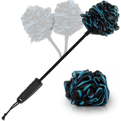 Vive Bendable Loofah on a Stick with Long Handle - Body Exfoliator Luffa & Long Handled Sponge - Back Scrubber & Bath Brush Lufa for Shower, Women, Men, Elderly - Handheld Loofa & Wall Hook Included