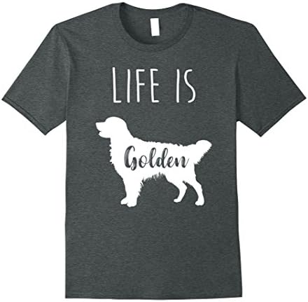 Mens Golden Retriever Life is Golden T Shirt Small Dark Heather