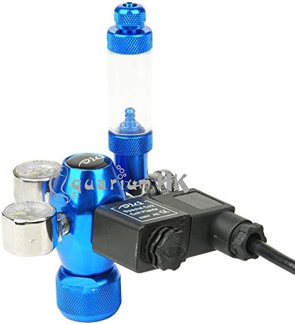 DICI Aquarium Solenoid Valve Dual Gauge CO2 Regulator Vertical Bubble Counter (Blue)