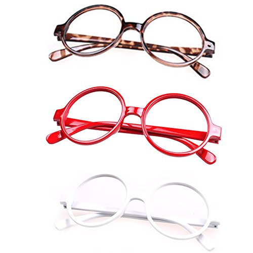 Set of 3 FancyG® Retro Geek Nerd Style Round Shape Glass Frame NO LENSES SET98