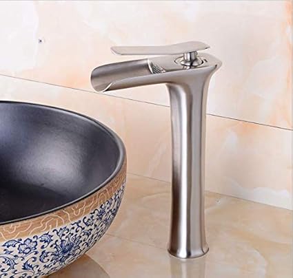 Roktong Mixing Valve Tall Waterfall Counter Top Basin Mixer Tap