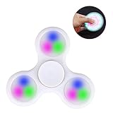 Dricar Fidget Spinner Toy LED Glowing Hand Tri-Spinner Perfect For ADD, ADHD, Anxiety, and Stress Relief (white)