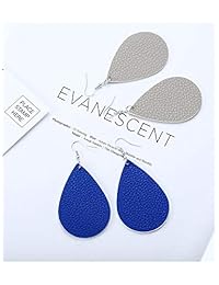 Tatuo 8 pares de aretes con forma de lágrima, de cuero, diseños de pétalos, aretes de cuero ligero antiguo para mujeres y niñas, 5.5 x 3.5 cm