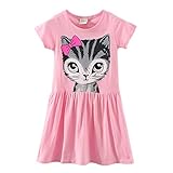 LittleSpring Little Girls' Dresses Summer Cat Printing