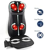 Zyllion Shiatsu Neck & Back Massager Cushion with Soothing Heat Function And 3 Massage Styles Rolling
