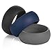 Swagmat Silicone Wedding Rings, 3 Pack Wedding Bands for Men & Women (Black, Dark Gray, Blue, Size 10.5)