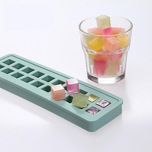 UQueen Square Round Silicone Ice Cube Tray Grid Mold Ice-making Box Maker Whiskey Bourbon (Square, Green)