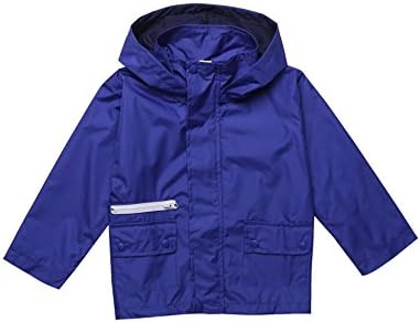 Hufcor Girl's Outwear Lightweight Fleece Lined Zipper Closure Waterproof Rain Jacket Windbreaker(Bavy Blue-130)