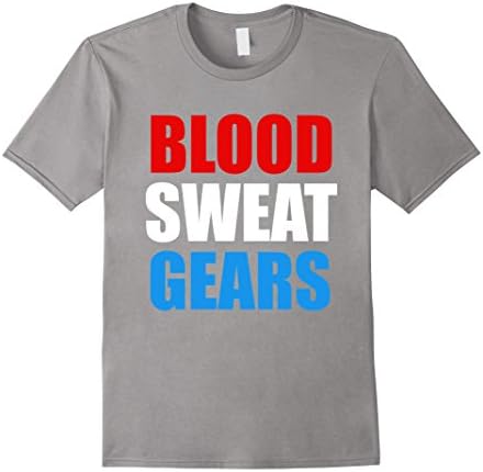 Men's Blood Sweat Gears Dirt Bike Motocross Tshirt Small Slate