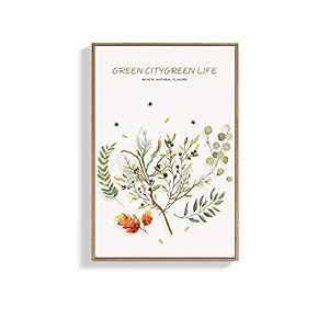 Framed Canvas Wall Art for Living Room, Bedroom Nordic Style Plant Canvas Prints for Home Decoration Ready to Hang - 16x24 inches