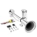 Carfka Air Train Horn Kit for Truck Car with Air Compressor, Super Loud 12V Electric Trains Horns for Vehicles, Single Trumpet Air Horn Complete Kits for Easy to Install (silver, 1pack)