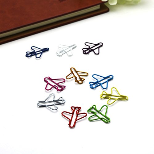 JANOU Cute Airplane Shape Paper Clips Multicolor Card File Clips Clamps for Bookmark Office School Notebook Decoration (Random Colors) Pack 24pcs - Thumbnail 3