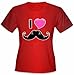 I Love Mustache Girl's T-Shirt #1408