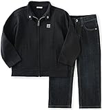 Calvin Klein Baby Boys' Zip-Front Jacket and Jean Pants Set, Black, 12 Months