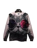 Pink Queen Pullover Round Collar Sunglasses Cat White Sweatshirt Sweater Hoodie