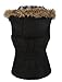 makeitmint Women's Plaid Hooded Padded Vest w/Detachable Faux Fur Trim