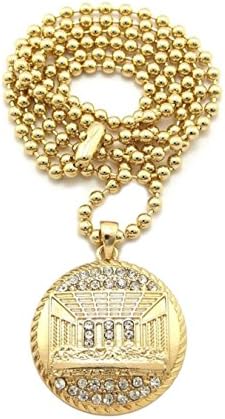 SANDRA Retro Crystal Last Supper Micro Small Pendant 3mm/27" Ball Chain Necklace