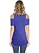 Amoretu Summer Tunic Tops Short Sleeve Open Shoulder Shirts for Women (Blue,XL)
