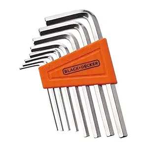 BLACK+DECKER BDHT81593 8-Piece Steel Hexkey Set Ideal for Repair & Maintenance for Home & DIY Use -1.5, 2, 2.5, 3, 4, 5, 5.5, 6 mm, 6 Months Warranty, ORANGE & BLACK