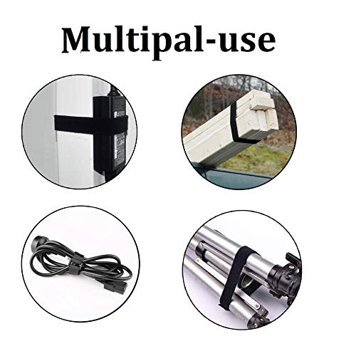 Zeltauto Elastic Hook and Loop Cable Tie Fastening Cable Strap Adjustable Magic Securing Cord Organizer (Black, 16 In, 4 Pcs)