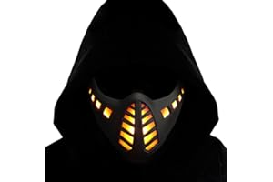 YBJMSFA Airsoft Tactical Protection Half Mask Cyberpunk LED Half Mask,LED Lighting,Halloween Cosplay, Costume Party and Movie Props