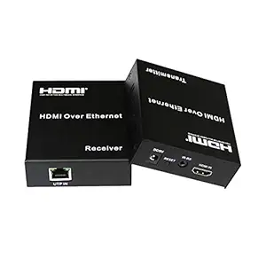 HDMI RJ45 CAT5E CAT6 Extender/Repeater Transmitter Receiver Over LAN (120M, Black)