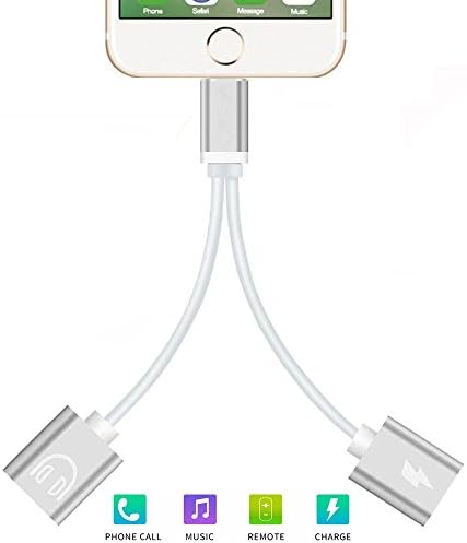 iPhone X/8/7 Adapter Splitter, Masfee Dual Lightning Headphone and Charge Adapter with Music Control and Phone Call for iPhone X/8/8Plus/7/7Plus