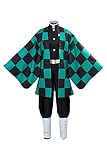 Sinastar Adult Kamado Tanjirou Tomioka Giyuu Cosplay Costume Outfit Halloween Dress Up Party Uniform Suit Green