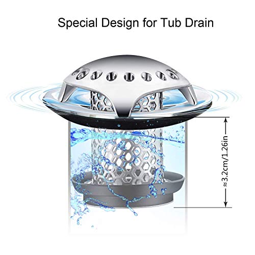 VOMONO Drain Hair Catcher Tub Strainer, Stainless Steel Bathtub Drain